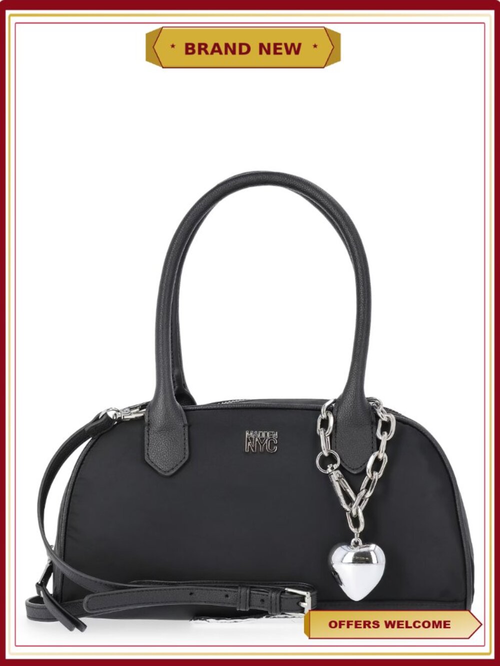 Structured Bowler Handbag with Crossbody Strap